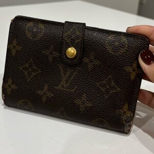 Louis Vuitton Monogram Kisslock Wallet French Purse Vintage Snap Coin Brown